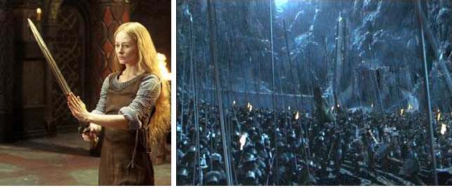 Eowyn--a girl who can clearly kick some butt; the assult on Helm's Deep